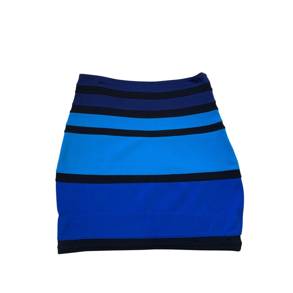 Express Colorblock Bodycon Mini Skirt Blue Black Bandage Stretch Size 00